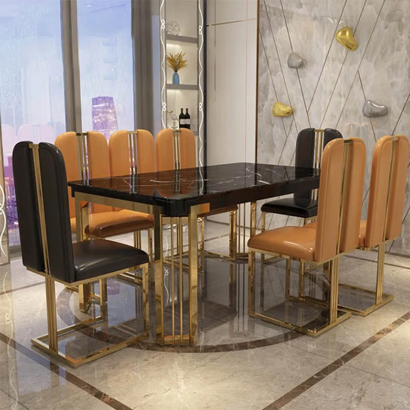 Elegant Dinner Table Dining Set Furniture Rectangle Slate Marble Desktop Dining Table of 8 6 seaters
