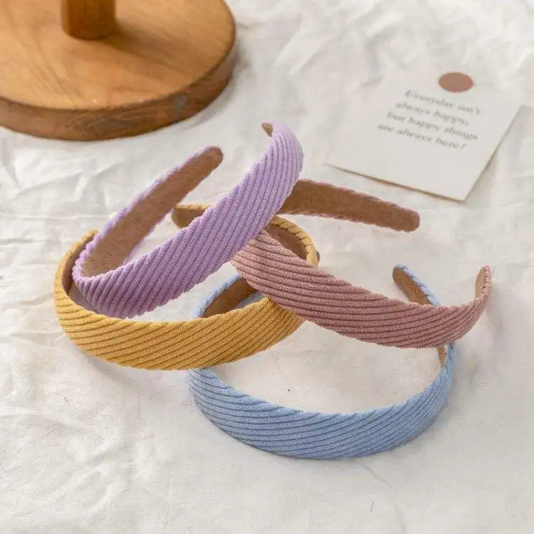 Simple baby girl hair accessories wholesale bundle vintage colorful corduroy headband hair bands for womens