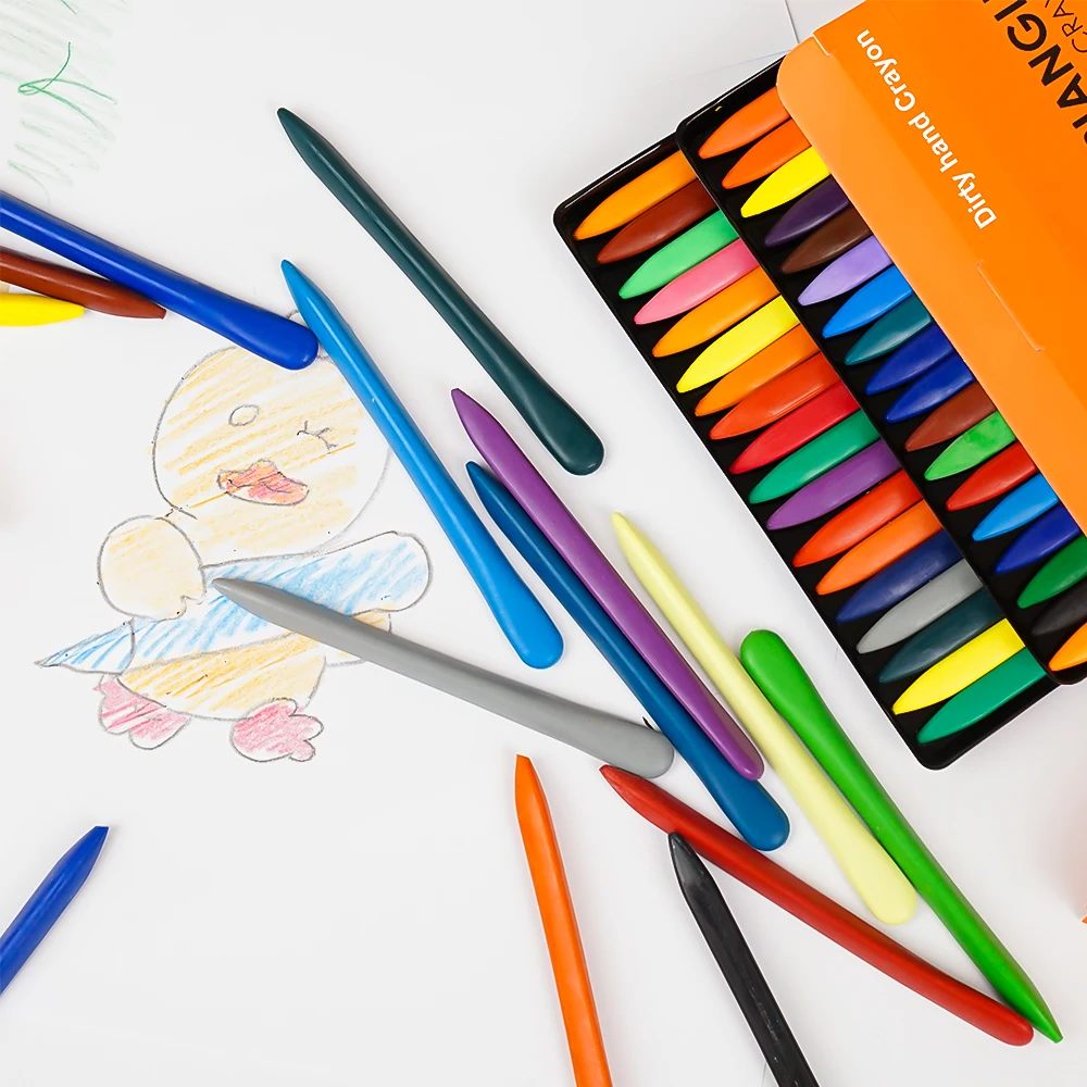 Color Box Set 6/12/24 Pack Kids Drawing Triangle Crayons For Kids