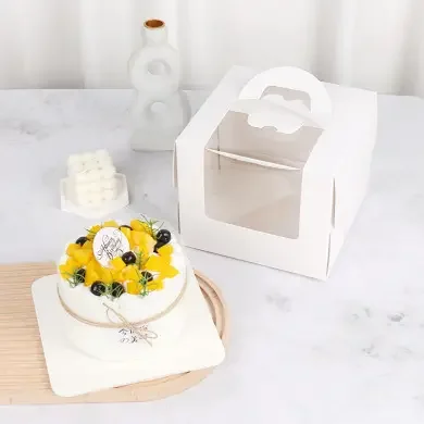 Custom Box Gift Bakery Cake Packaging Boxes With Handle Packaging Clear Wedding Tall Cake Box With Handle