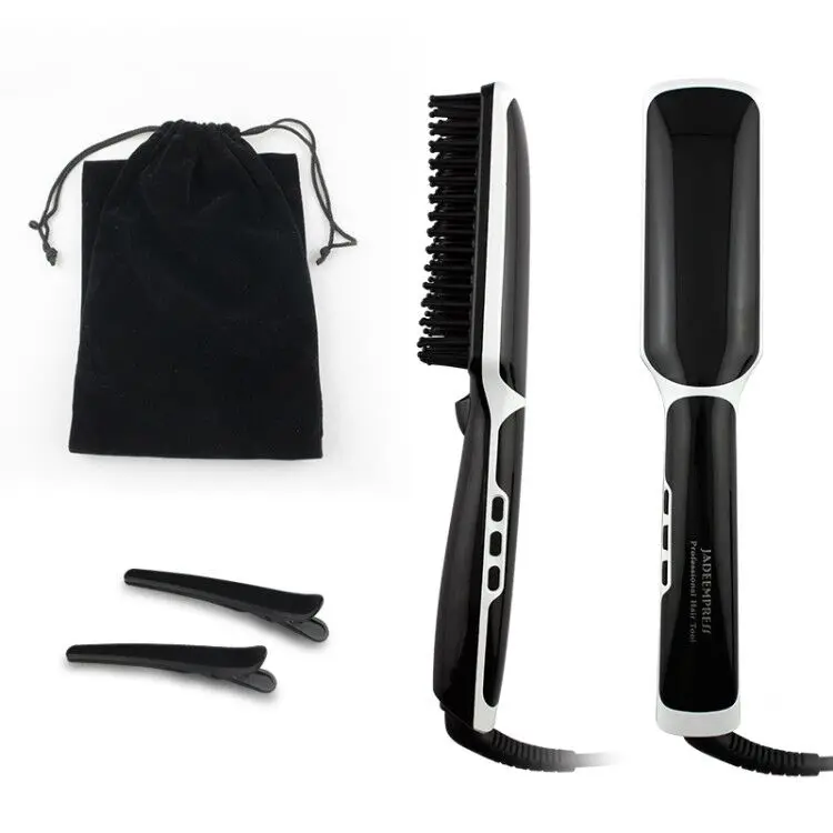 High Quality Adjustable Temperature Iron Comb Electric Hair Straightener Brush