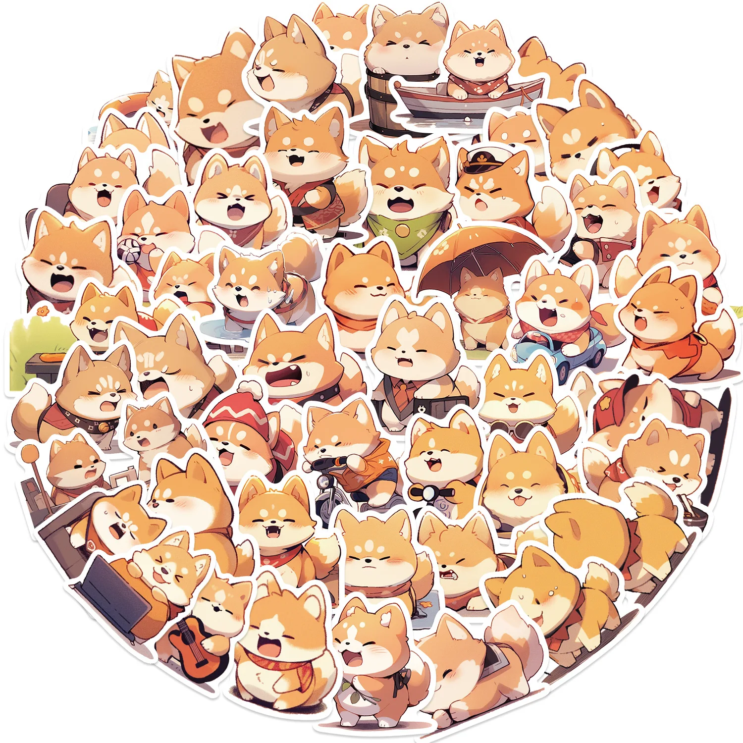 50pcs/pack Cute Cartoon Animal Dog Stickers Waterproof Vinyl Stickers for Mobile Phone  Wall for Kids