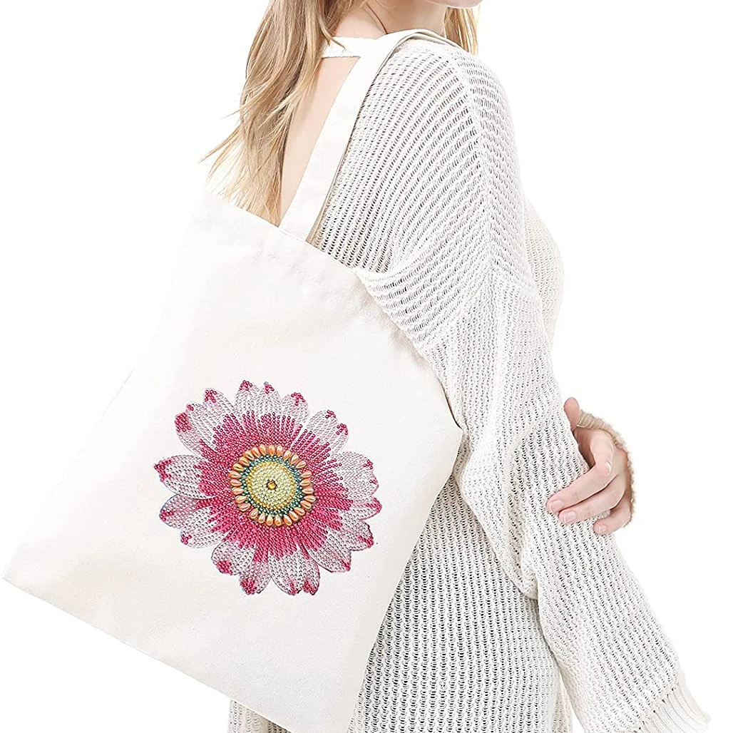 Color diamond painting reusable shopping bag fabric handbag with handle commodity bag