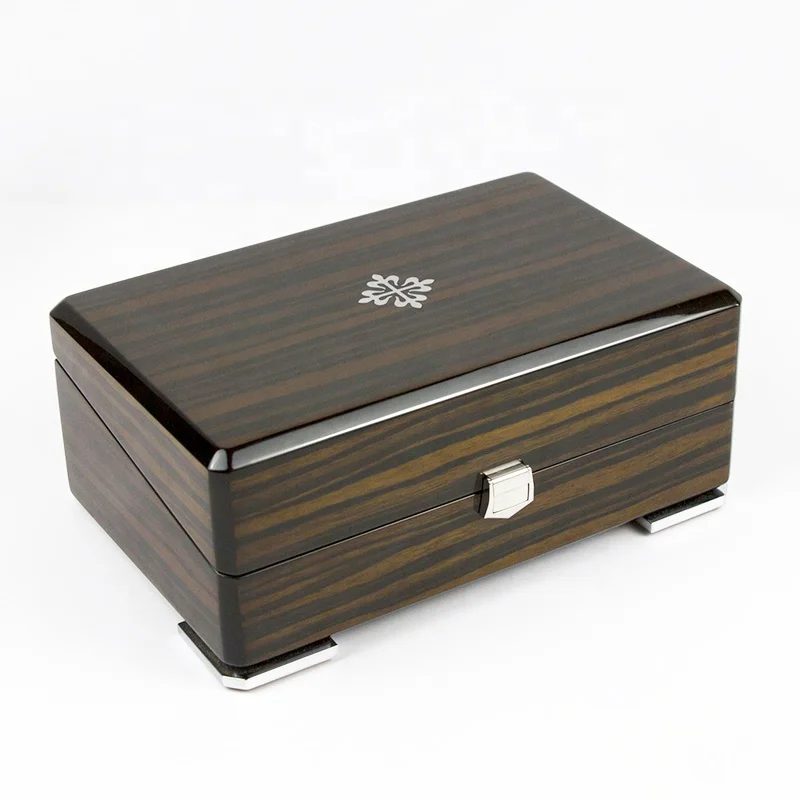 Factory Custom Wooden Gift Box High Gloss Luxury Piano Lacquer Black Ebony Wooden Perfume Boxes For Premium Gift Packaging