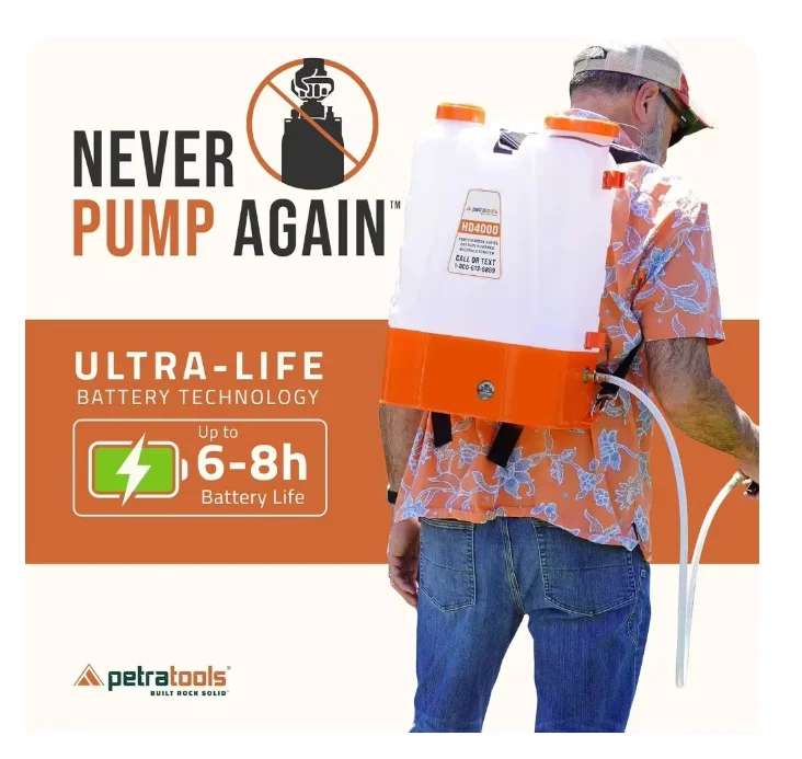 4-галлонный распылитель для рюкзака с батарейным питанием распылительным шлангом высокого давления спусковой замок насос удобного использования на открытом воздухе