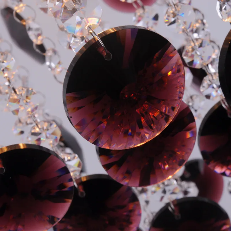 Dining pendant LED European crystal chandelier Restaurant bedroom lighting Warm wine red purple crystal chandelier