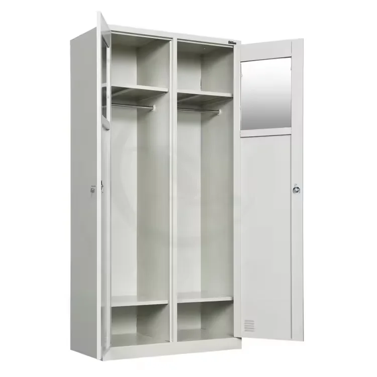 Hot Sale Metal Wardrobe Closet 2 Door Steel Storage Cabinet Wardrobe With Hanging Rod