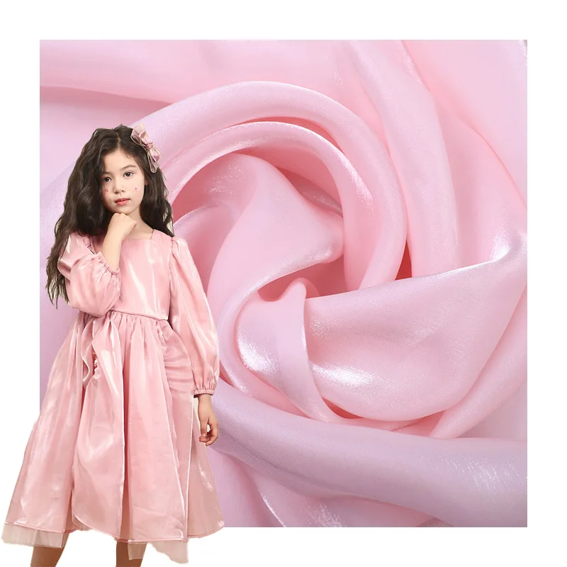 On-Hand Goods 100% Polyester Shimmer  Soft Satin Liquid Organza Fabric for  Dresses
