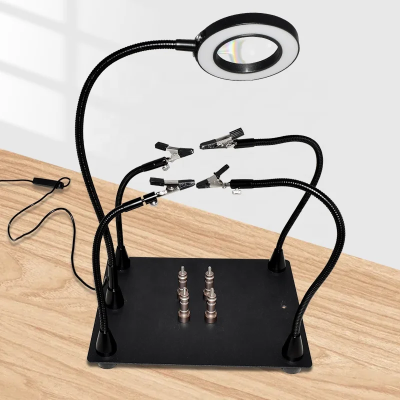 Mobile phone maintenance welding fixture PCB circuit board auxiliary clip Magnifying glass with LED light board fixture