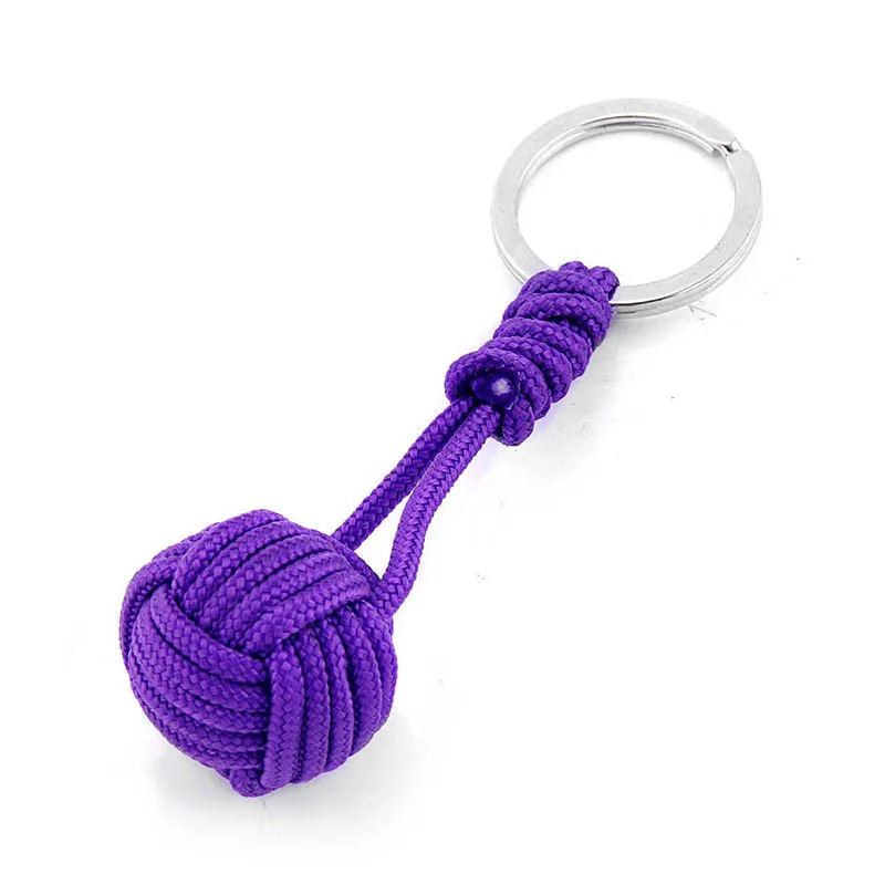 Purple keychain outdoor camping and hiking 550 paracord keychain paracord monkey fist Custom Gift Key Chain