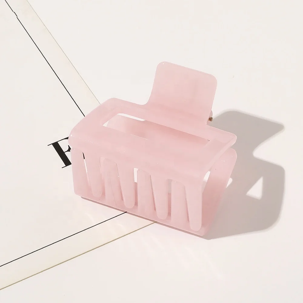 YIYI Factory wholesale cheap 5cm hollow out small hair clips classic candy color square hair claws for women girls