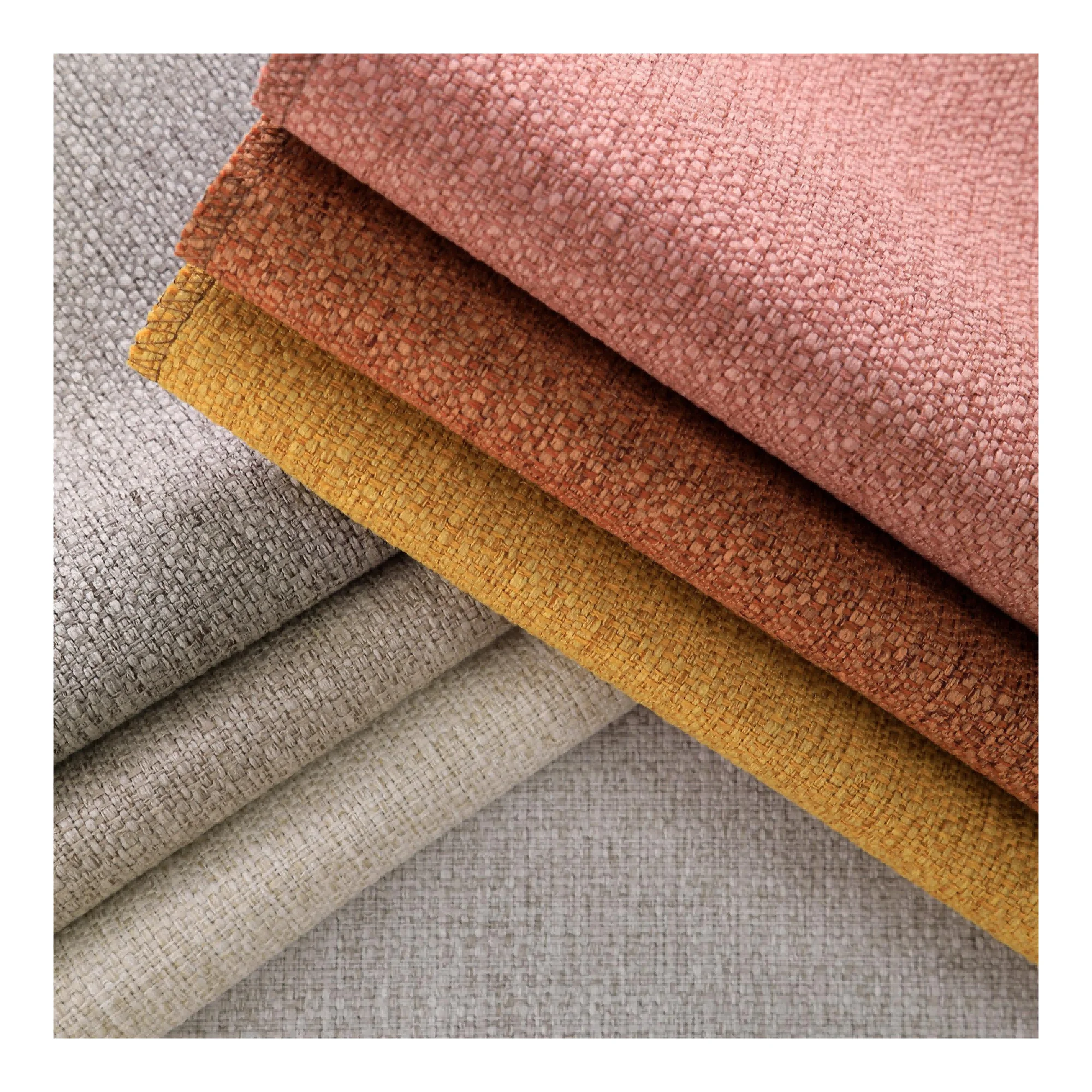 RUN&FUN panama linen looking fabric modern living room fabric for sofa 100% polyester upholstery sofa fabric