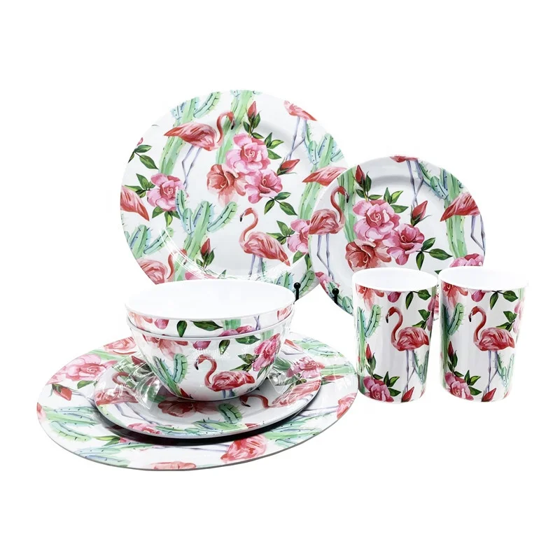 new style melamine dinner set animal print melamine dinner set flamingo design melamine tableware