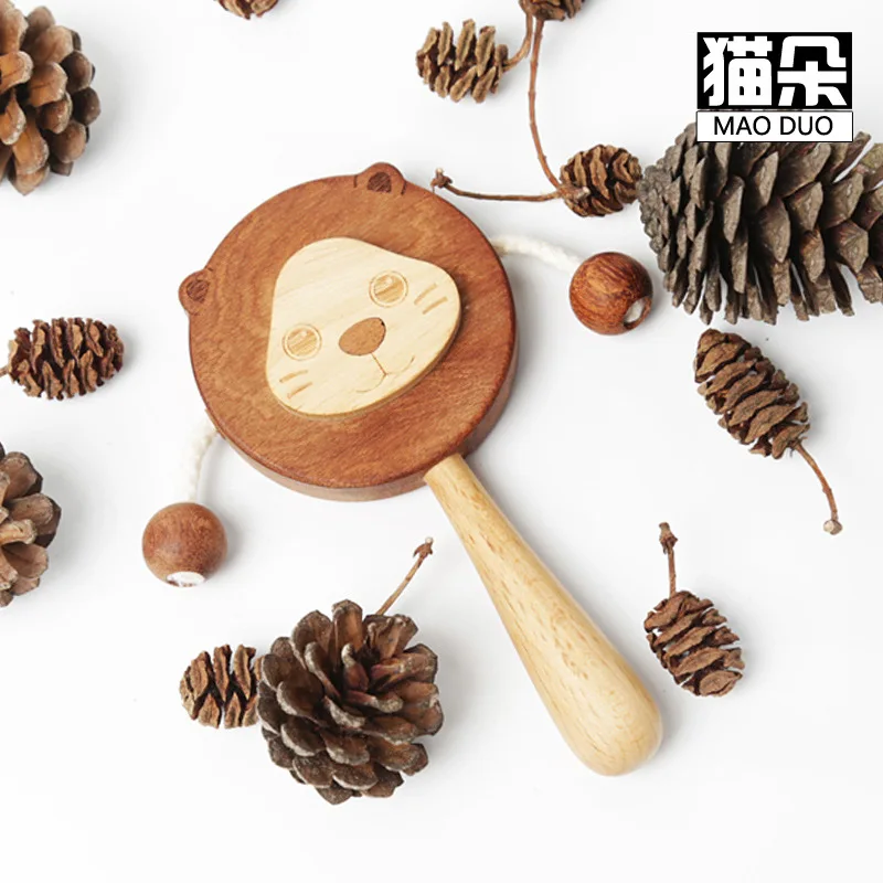 Solid wood rattle beech Soothing Hand ringing newborn toy gift