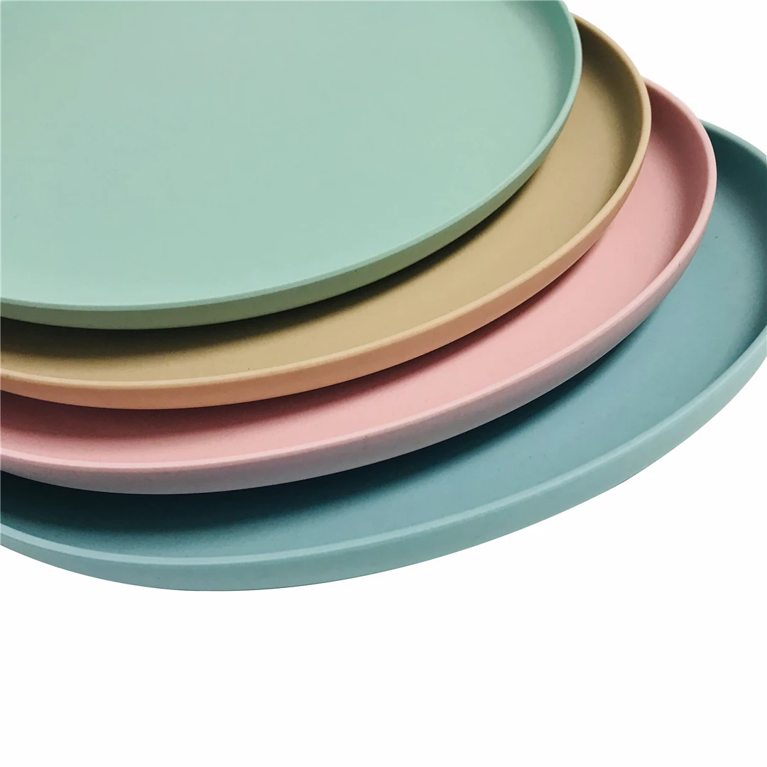 Reusable biodegradable plates bamboo fiber decal print dinner plates custom printed dinner plates