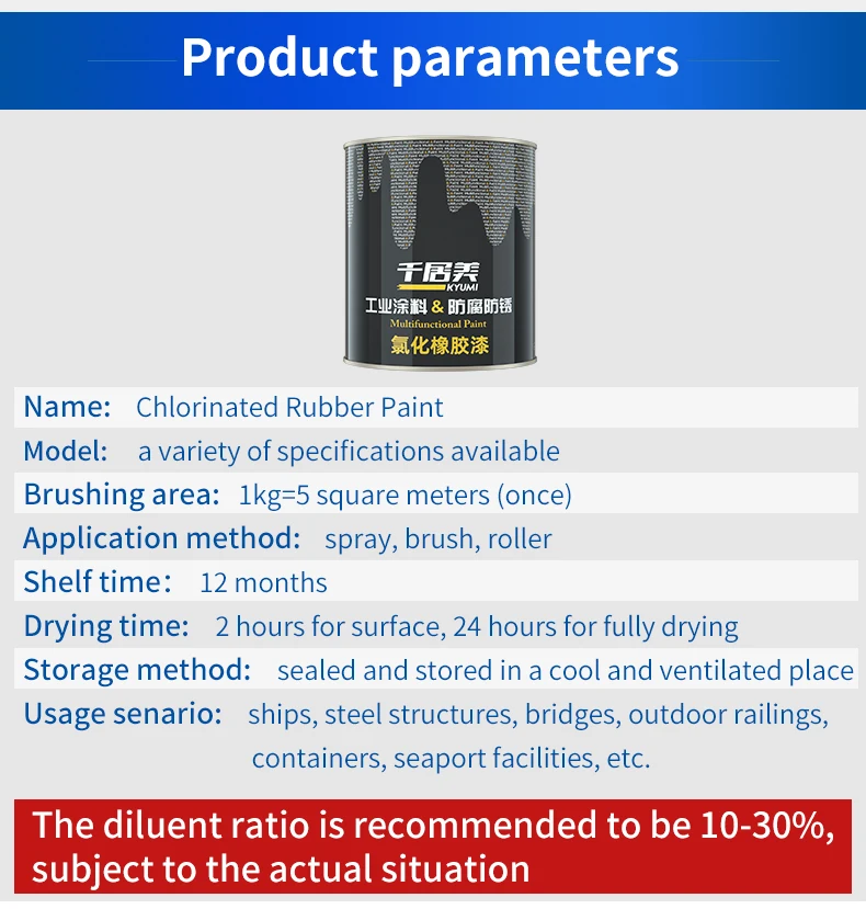 Kyumi High Quality Durable  Liquid Chlorinated Rubber Paint antirust anticorrosion coatings