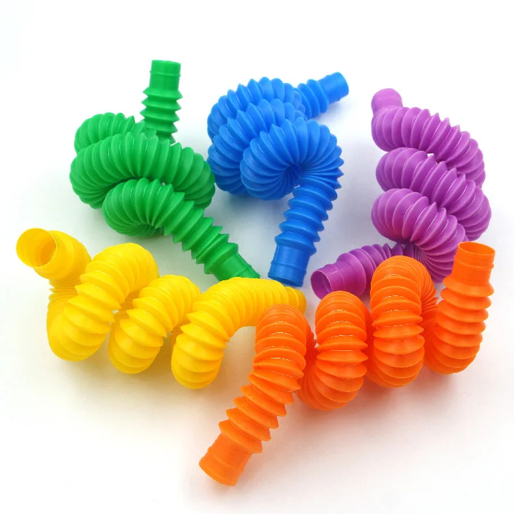 Cheap Price In Stock pop tubes sensory toys kids Stress Relief Toy Colorful Plastic Folding fidget pop tube toys