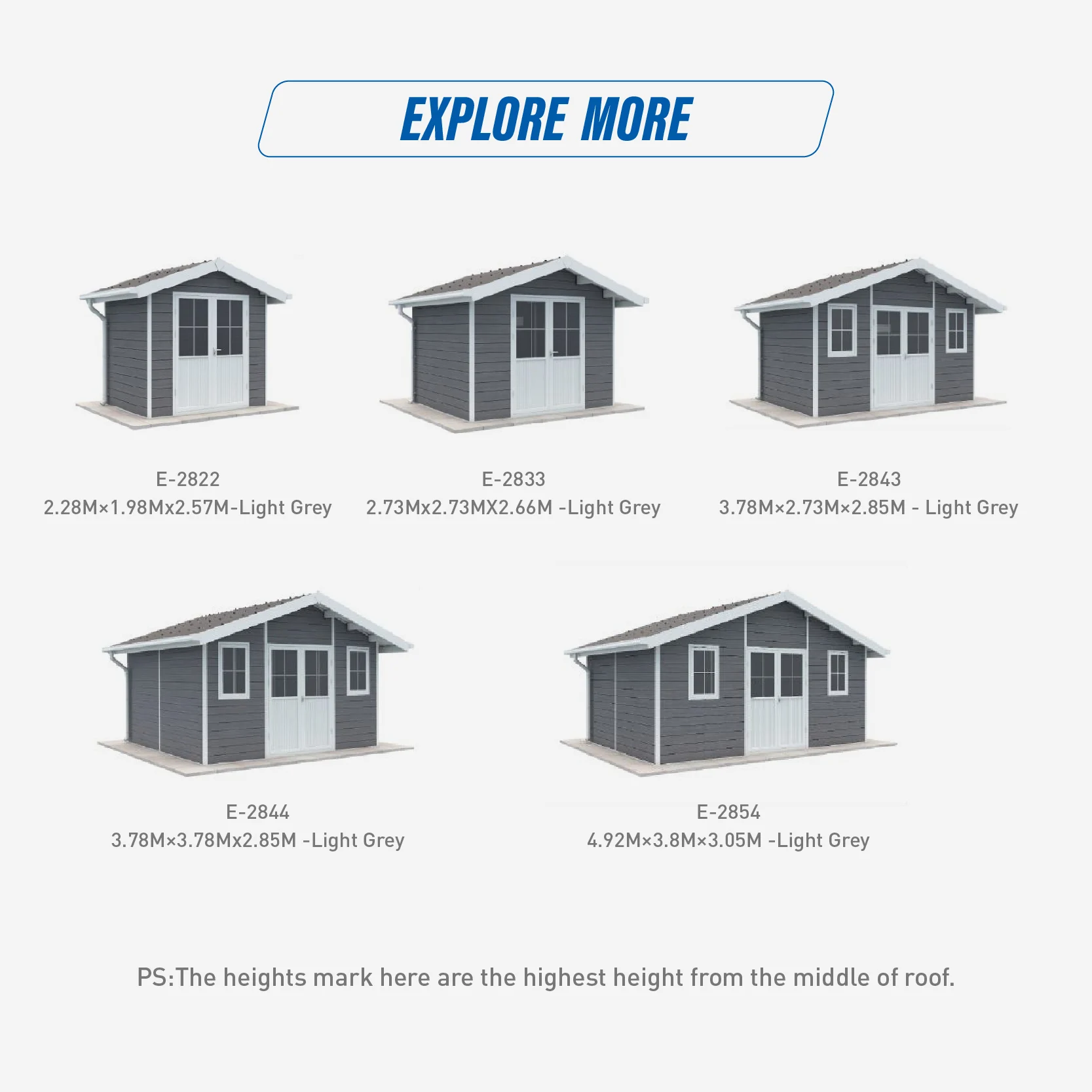 E2854 5m*4m Outdoor Storage Shed Garden Tool House Four Room Big Size HDPE Plastic Waterproof Set Resin Window Frame Layer Parts