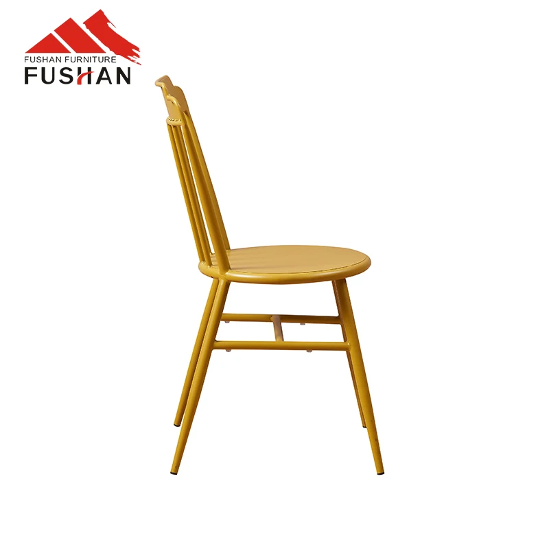 Antique Style Outdoor French Bistro Chair With Metal Legs Straight Back Metal Chair Vintage Restaurant Furniture Dining Chair
