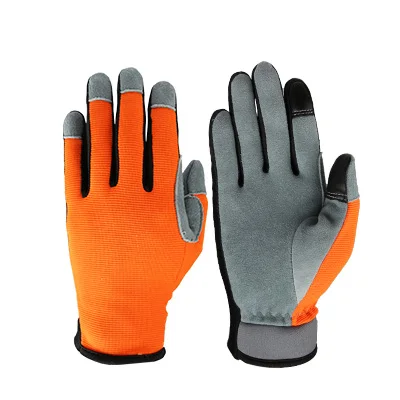Ozero Split Deerskin Leather Other Sports Workout Bike Gloves Ful Finger Touch Screen Women .