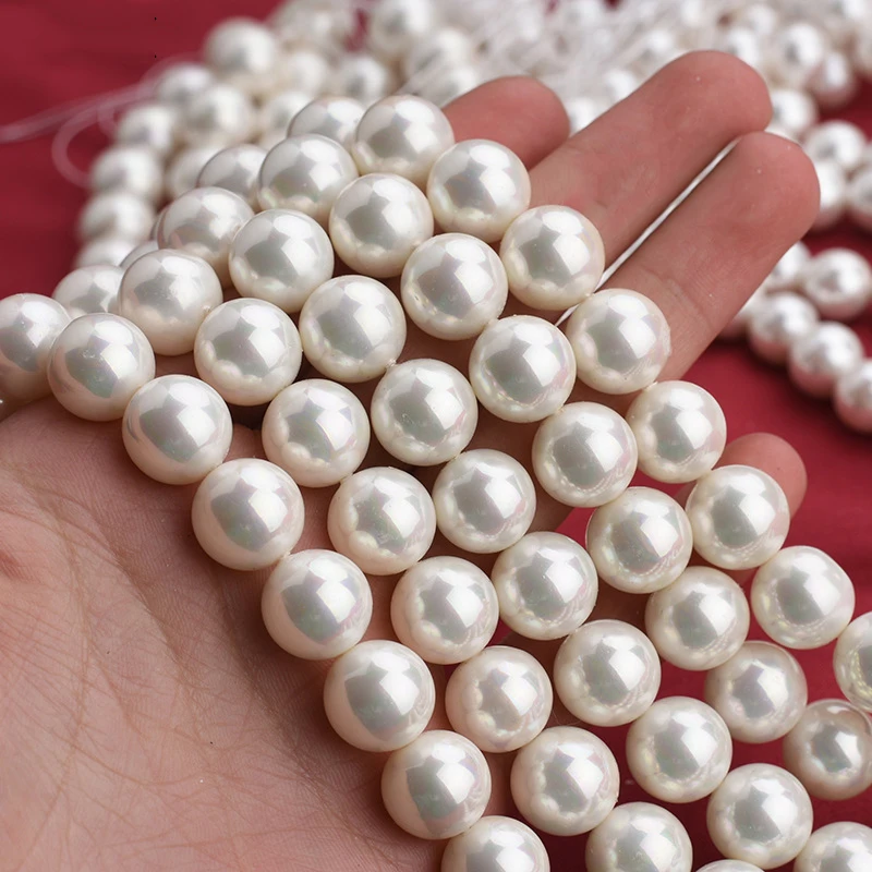 6MM-16MM High Quality Rainbow White Shell Pearl Beads Pearls Jewelry Necklace Bracelet Loose Pearl Beads for Jewelry Making
