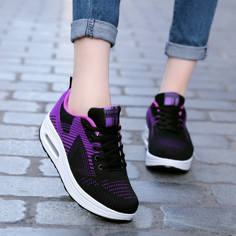 RUIDENG Knit Upper PU Air Cushion Sole Casual Shoe For Summer Zapatos  Zapatillas Fitness & Cross-Training Shoes Sport Shoes