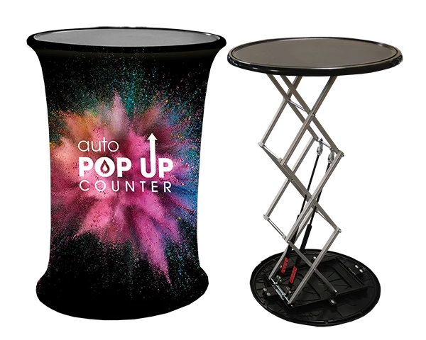 Pop up Advertising Booth Promotion Counter Table Hydraulic Podium Desk With Carry Bag