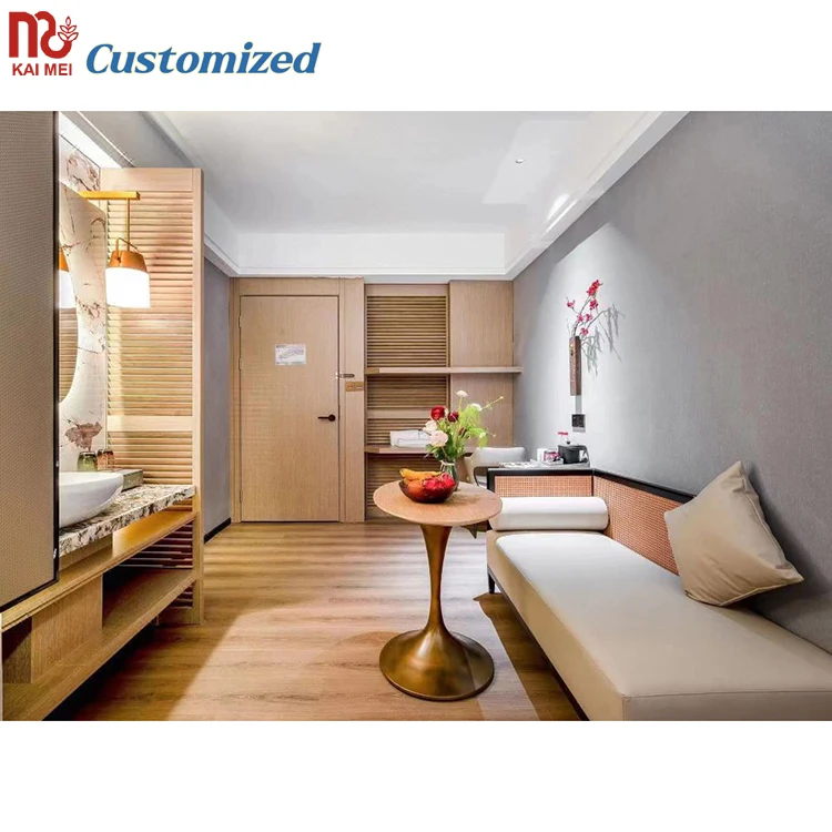 Custom Made Contemporary Bedroom Set for Star Hotels Featuring Oak MDF Plywood Melamine Wood for Courtyards