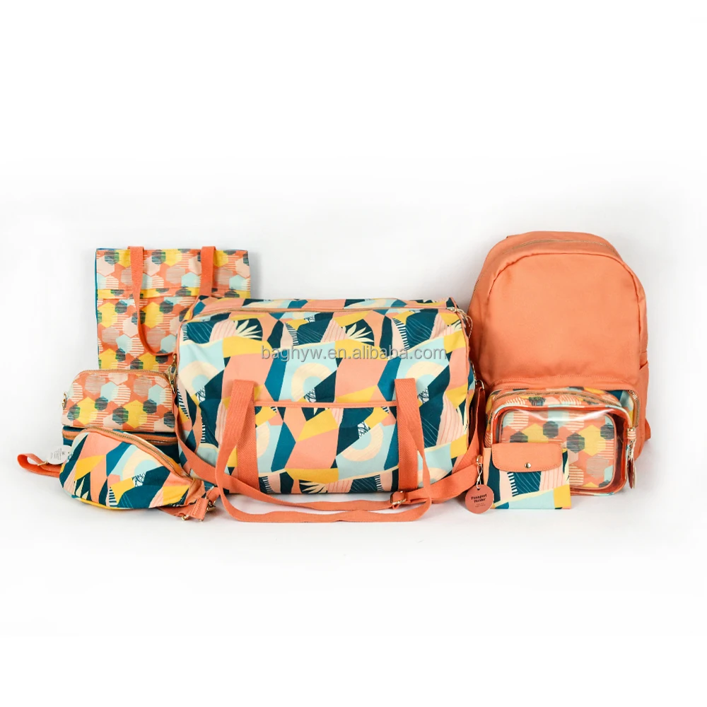 Оригинальный дизайн Оранжевый Индивидуальный школьный пенал для девочек-подростков 7 комплектов тоут дорожный спортивный рюкзак комплект женских сумок для багажа