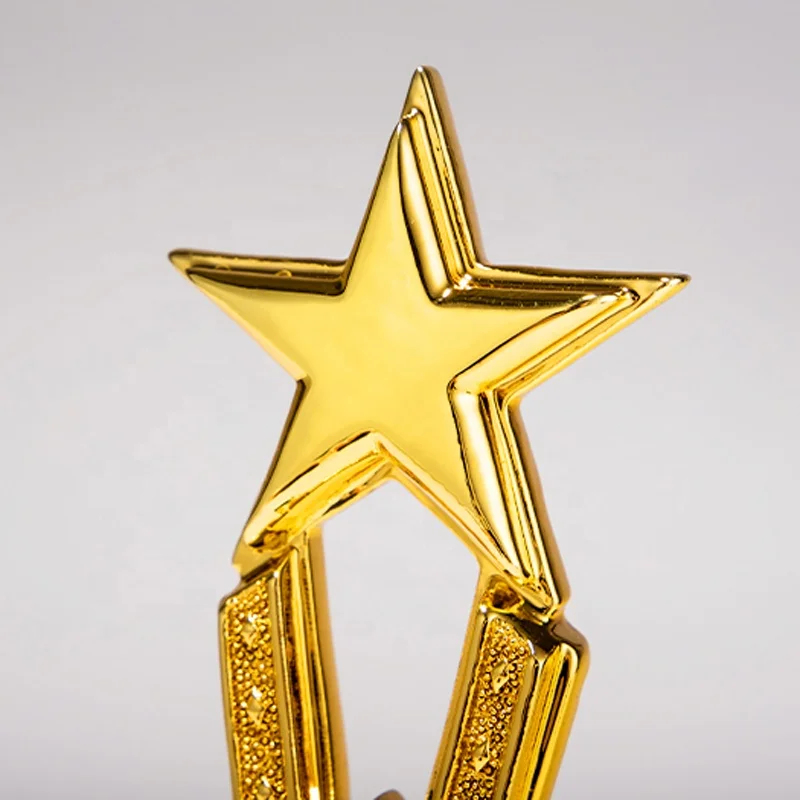 Creative Gold Plated Resin Star Trophy With Black Crystal Base Award Souvenir Gifts