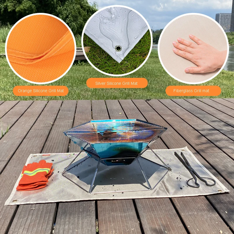 Heat Proof Silicone Mat Foldable Picnic Heat Insulation Pad Flame Retardant High Temperature Resistant Fiberglass Fire Blanket