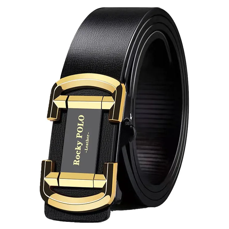 Luxury pu leather fashional men belt Toothless automatic buckle leather belt for jeans