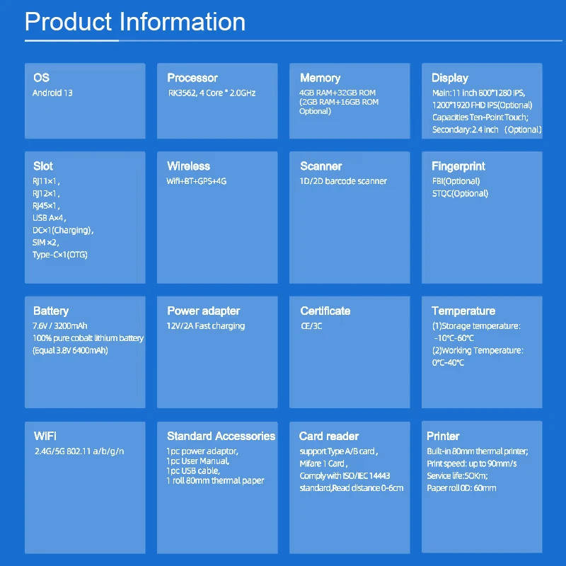 Wholesale 11' Tablet PC Pos Android Payment Terminal Pos 4G Point of Sale Systems Touch Cash Register for Small Business