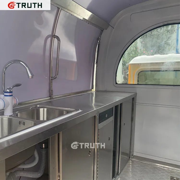 Classic Fiberglass Mini Small Street Churros BBQ Snack Fast Food Van Mobile Kitchen Food Cart Trailer