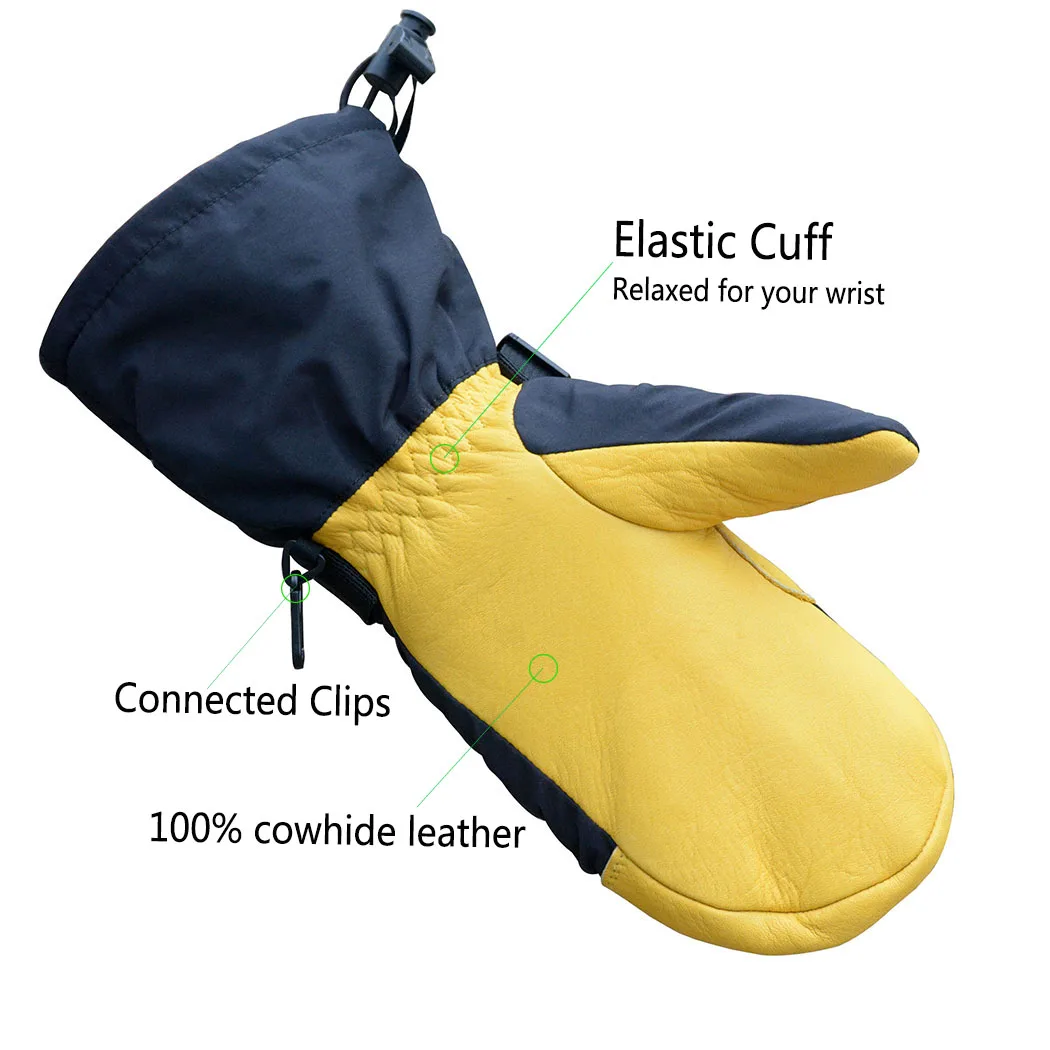  HANDLANDY Mens Women Winter warm Snow Weather Unisex insulate C100 cowhide leather waterproof snowboard water ski
