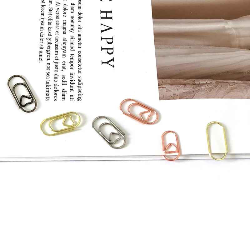 YS1016  Fast Delivery In Stock Electroplated Heart Star Shaped Bookmark Diary Books Metal Paper Clips for reading