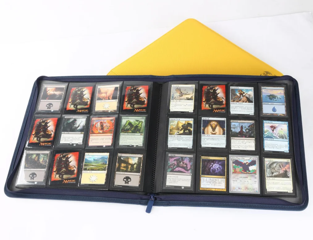 20 pages 480 pcs zipper 12 pockets PU leather custom MTG game magic loose leaf notebook sleeve yugioh tcg premium card binder