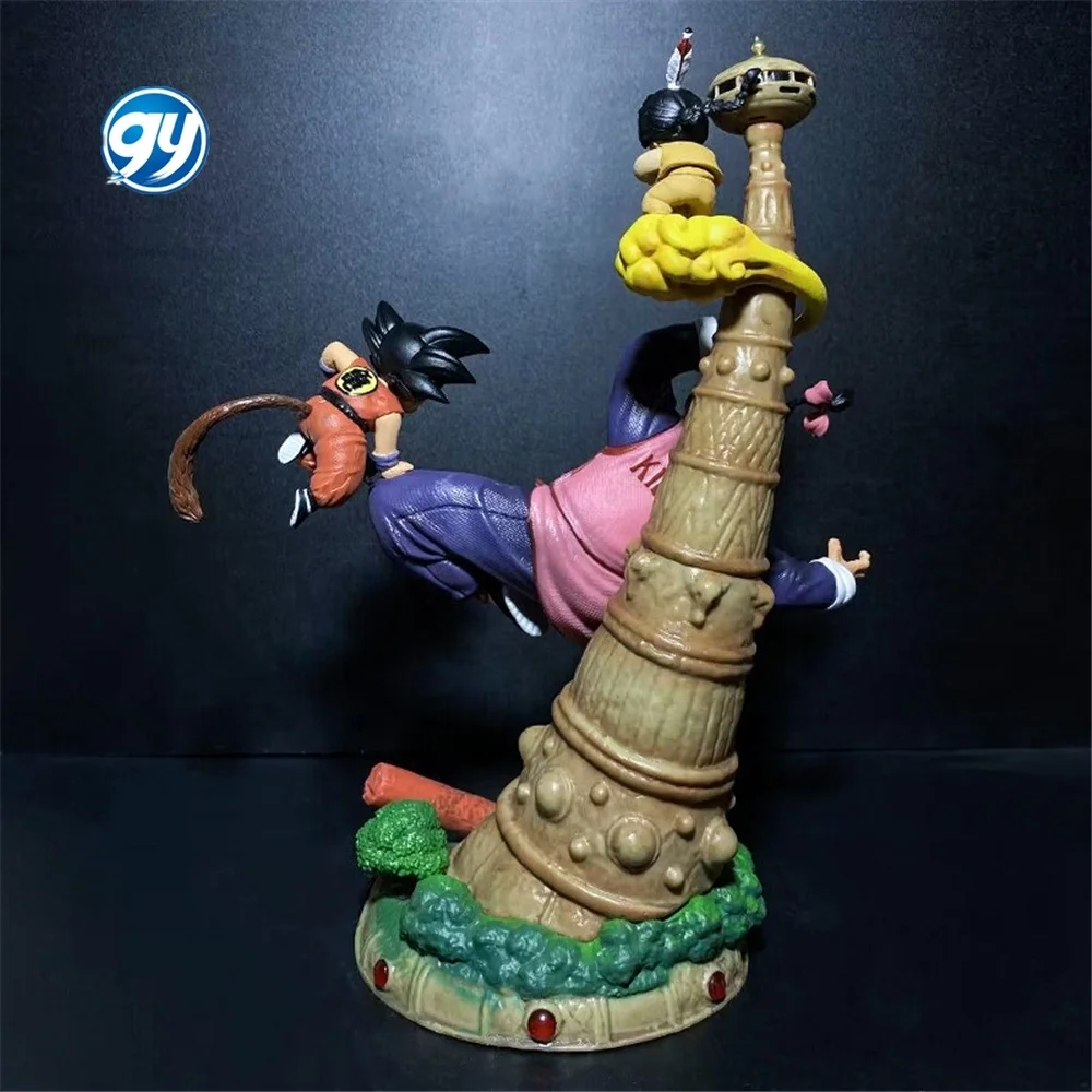 28cm  Seven Dragoned a Ball Peach White vs Wukong Moke Wusi Immortal Tower Scene Handmade Decoration Model Gift