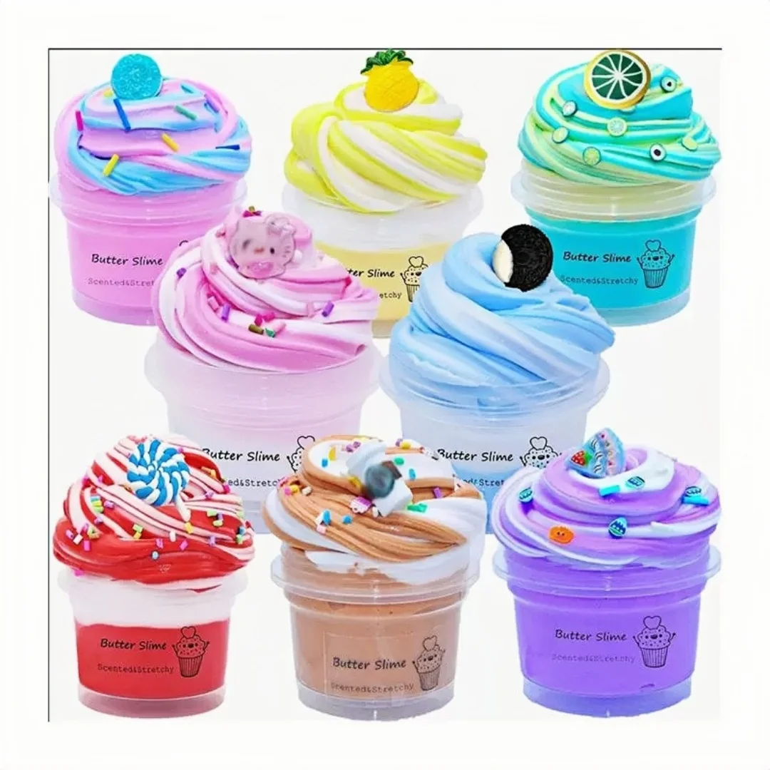 Slime Kit Rice Grains Slime Bubble Gel  And Stress Relieving Crystal Mud Color Sliming Clay Set