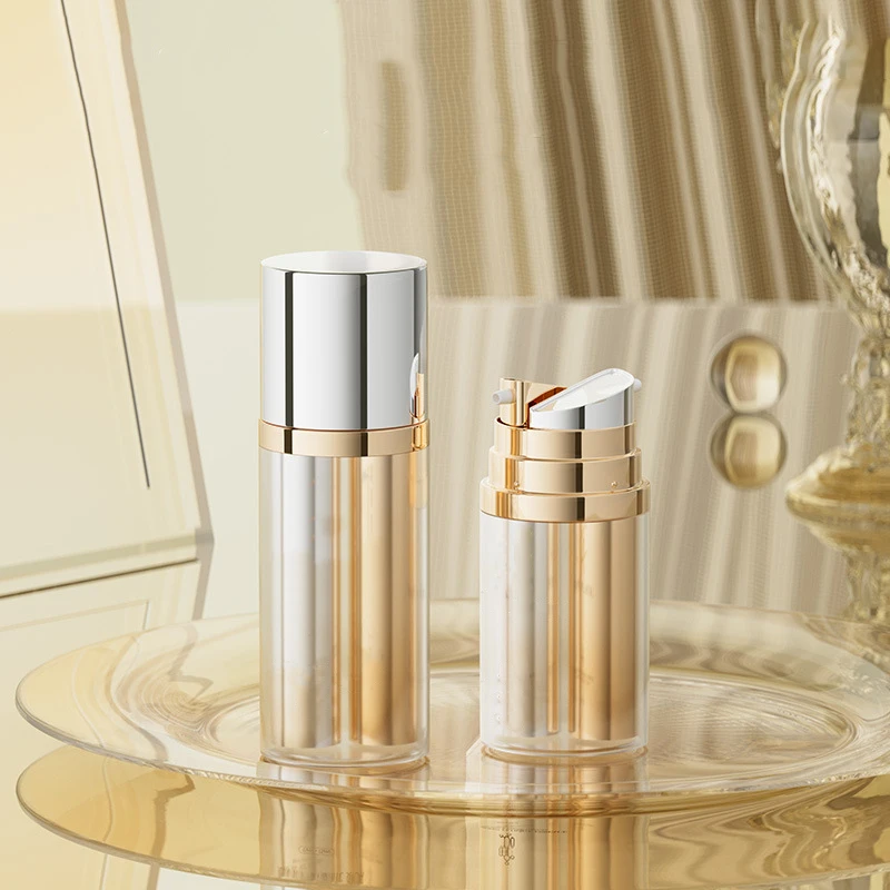 20ml 30ml 50ml Refill Double Tube Plastic Bottle Electroplate Dual Chamber Bottle Airless Lotion Pump Bottle