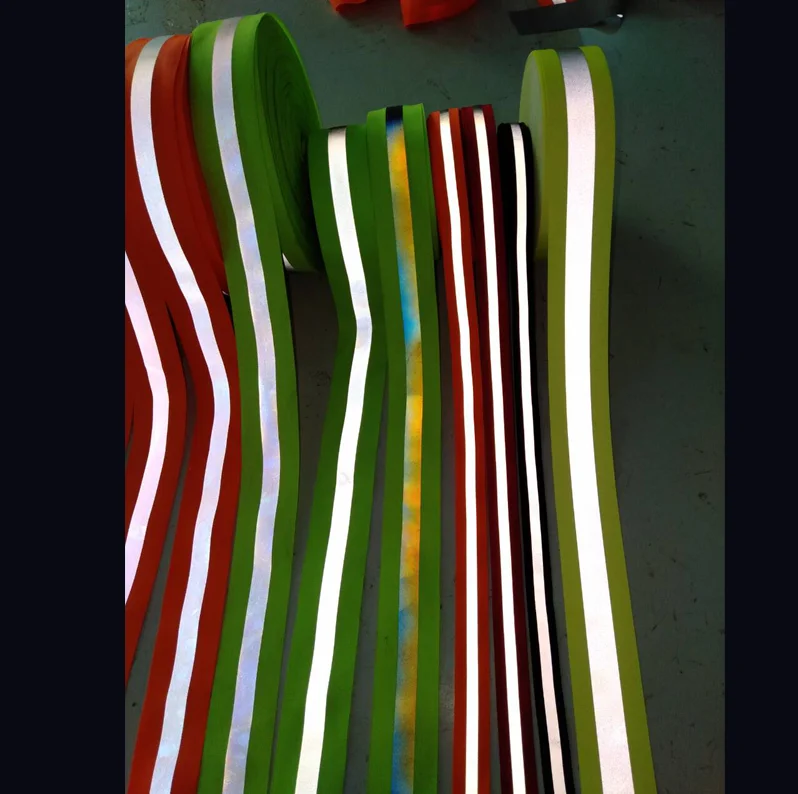 high visibility light silver grey fluorescent reflective elastic strap tape webbing band for reflect safety belt strips armband