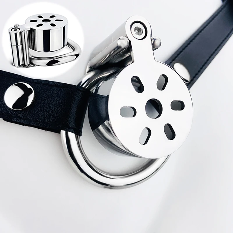 FRRK Negative Electrode Screw Steel Chastity cage, Chastity Device Adjustable Chastity, Small cock Cage Chastity Belt