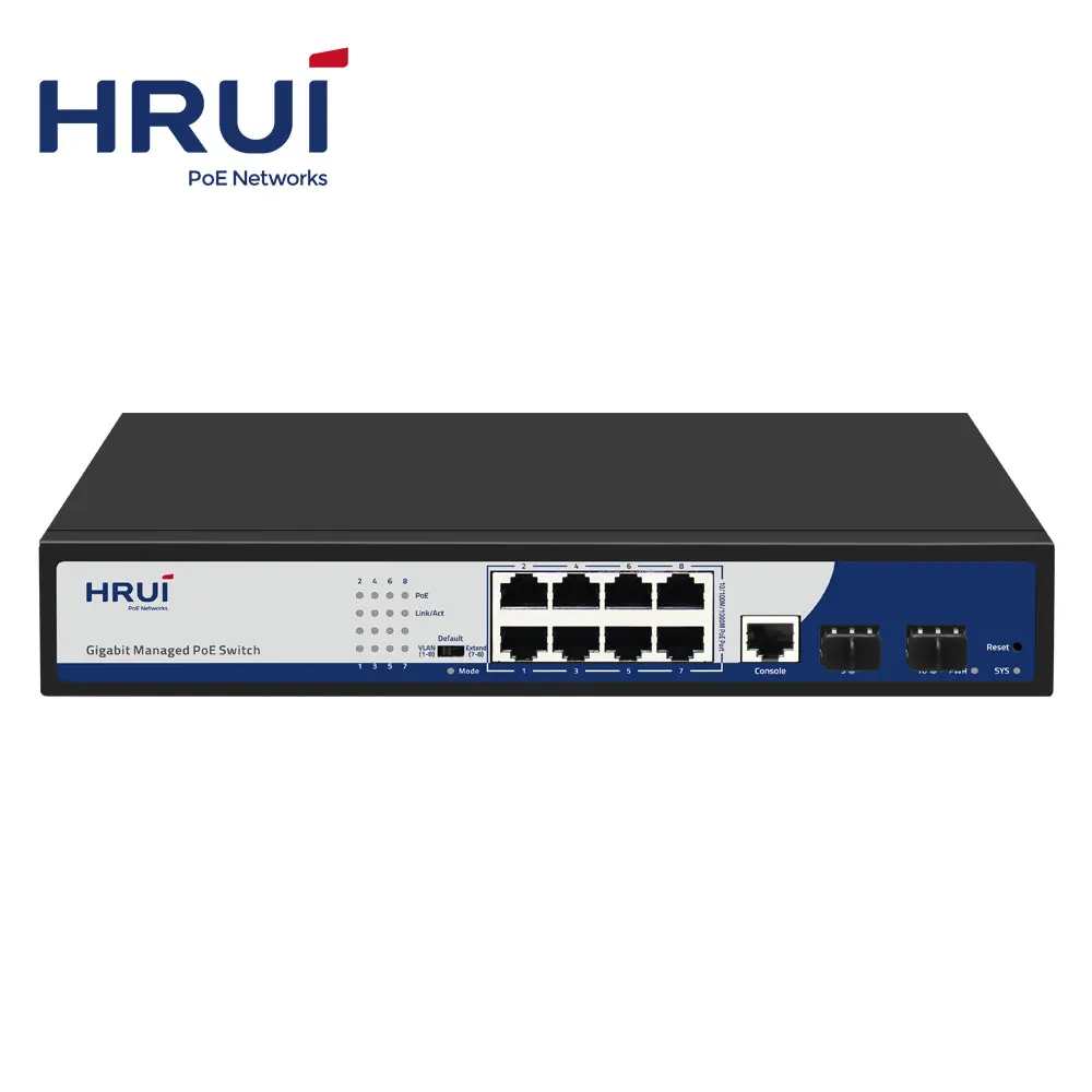 10-портовый гигабитный коммутатор HongRui 10 / 100 1000M Layer 2 управляемый