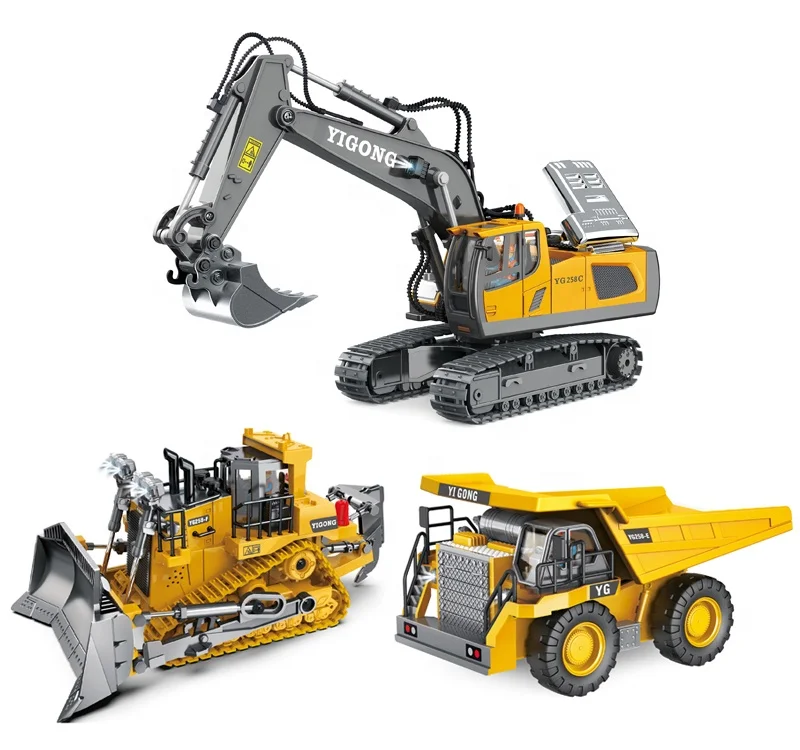 RC Excavator/Bulldozer 1/20 2.4GHz 11CH RC Construction Truck Engineering Vehicles Educational Toys with Light Music