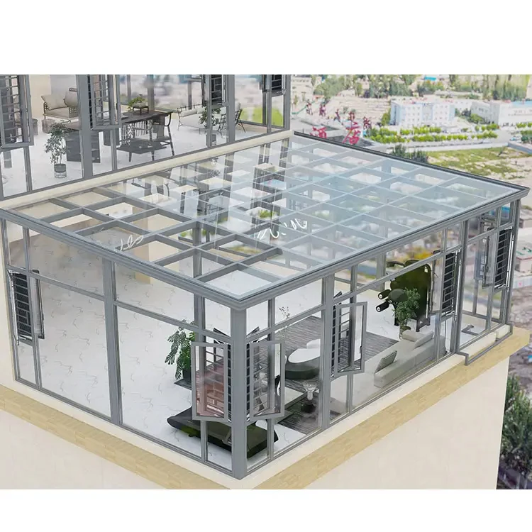 China Supplier Aluminum Glass Sunroom House Energy Saving 4 Season Solarium Outside