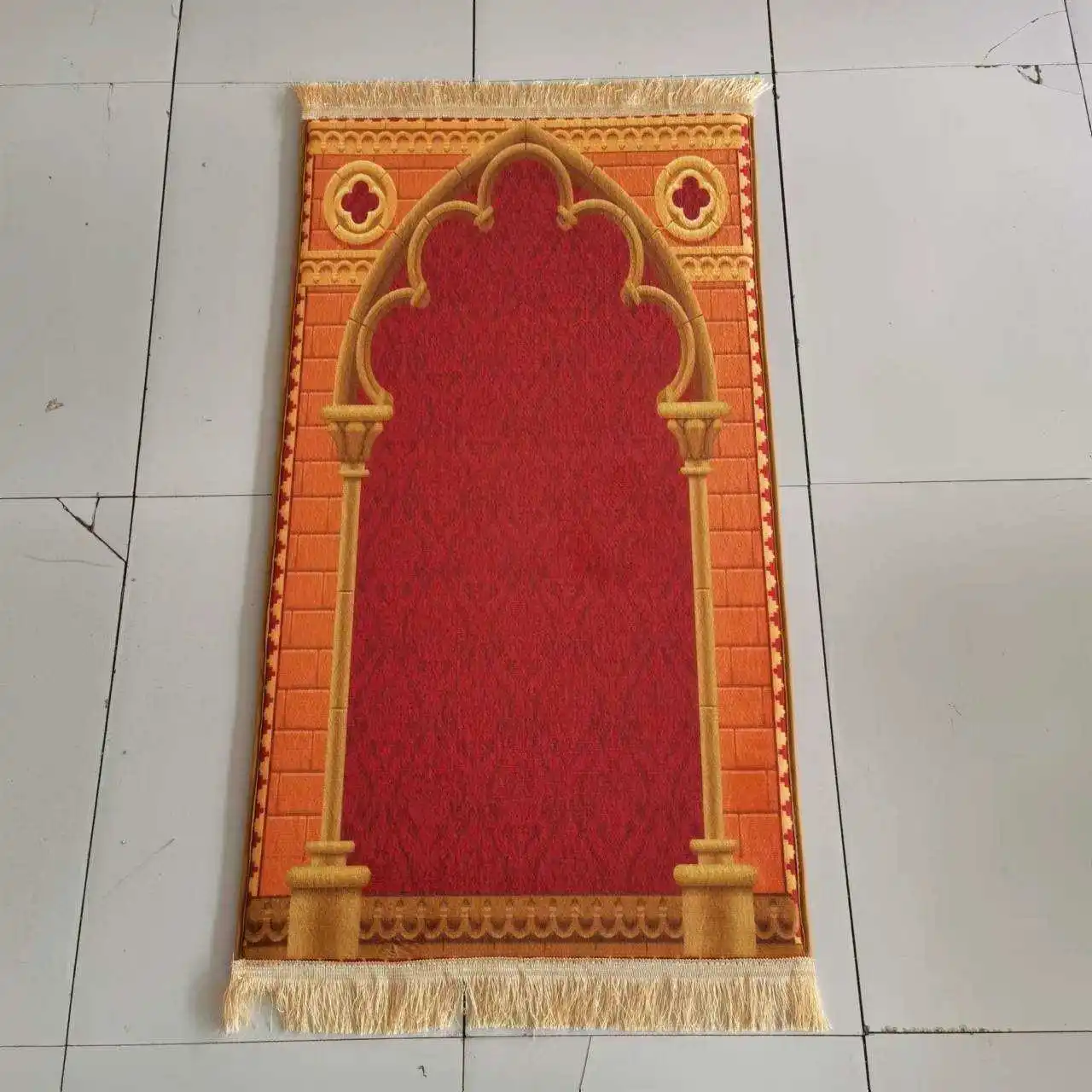 Shinny Velvet Thick Machine Woven Wholesale Muslim Design kids Prayer Mat