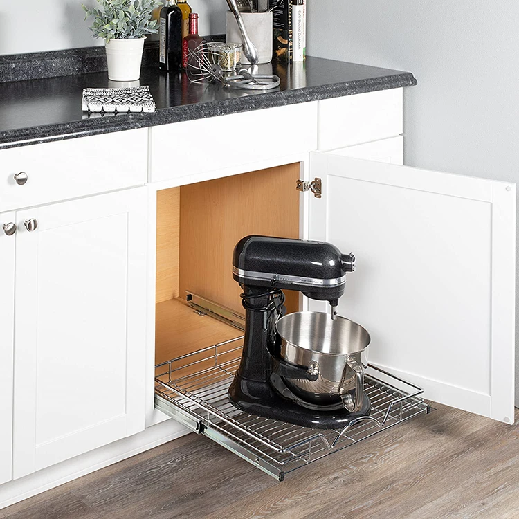 Kitchen Cabinet Organiser Pull Out Wire Basket Base Unit Storage In Various Sizes VT-09.440