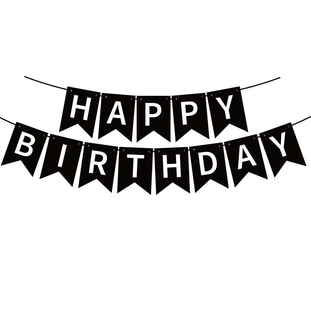 Happy Birthday Flat Flag Paper Banners Colorful Party Decorations Anniversary Birthday Banner Party Supplies Banners