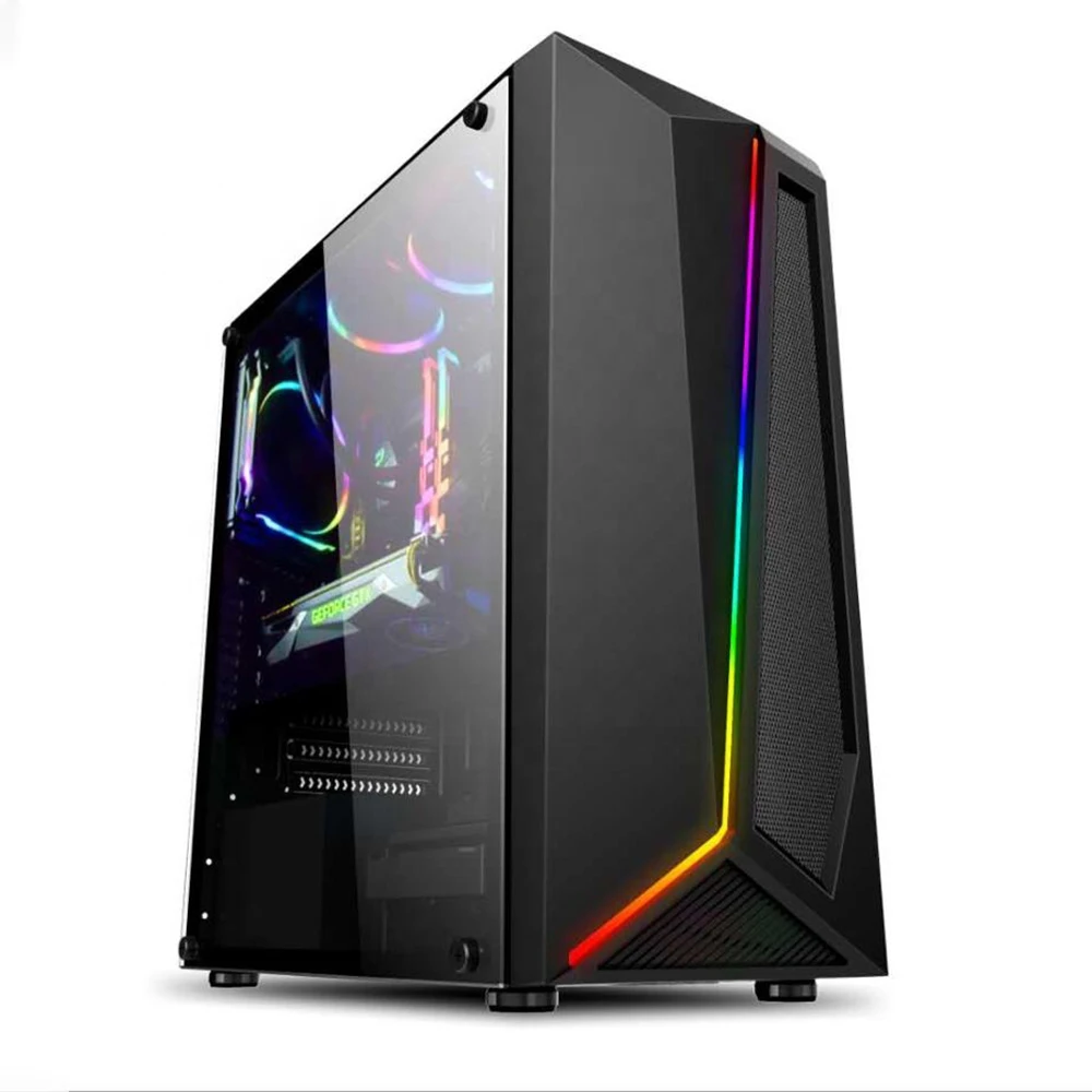 LED Strip Glass Gaming PC Case Desktop Computer Gaming ATX Computer Case & Towers CPU Cabinet torres y cajas de la computadora