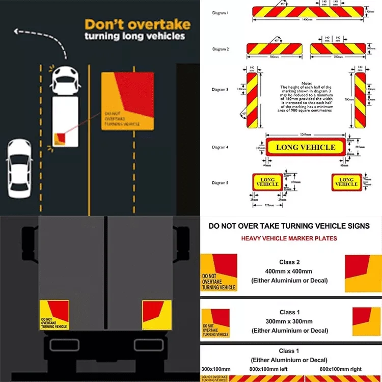 Reflective Australia Road Caravans Truck Symbol Reflective Do Not Overtake Turning Vehicle Sign Sticker